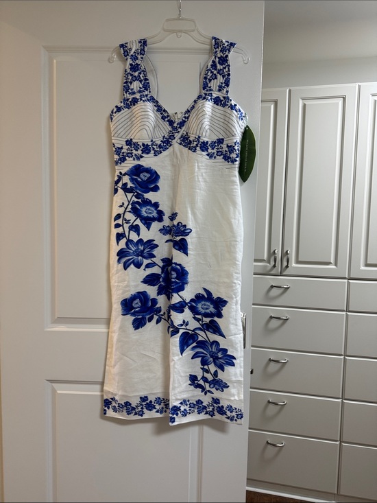 FARM Rio Dresses & Skirts - FARM Rio White Dress with Blue Floral Print